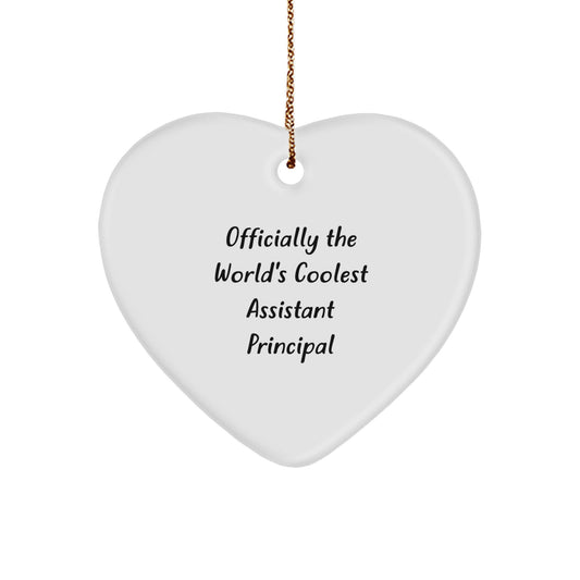 Funny Assistant Principal Gifts, Heart Ornament for Christmas Unique Presents from Men to Assistant Principals, 'Officially The World's Coolest Assistant Principal' Quote - Image 1