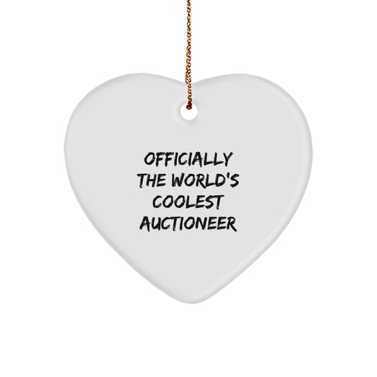 Funny Heart Ornament Gifts from Friends for The World's Coolest Auctioneer - Christmas Unique Gifts - Image 1
