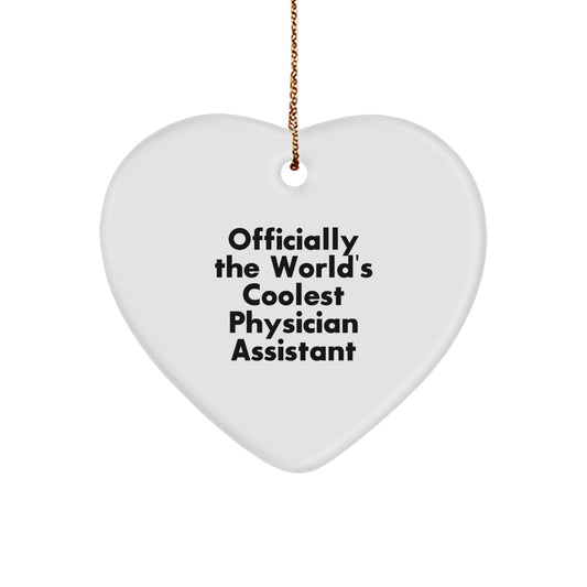 Funny Physician Assistant Gifts, Officially The World's Coolest Heart Ornament, Unique Christmas Unique Gifts from Friends for Physician Assistant - Image 1