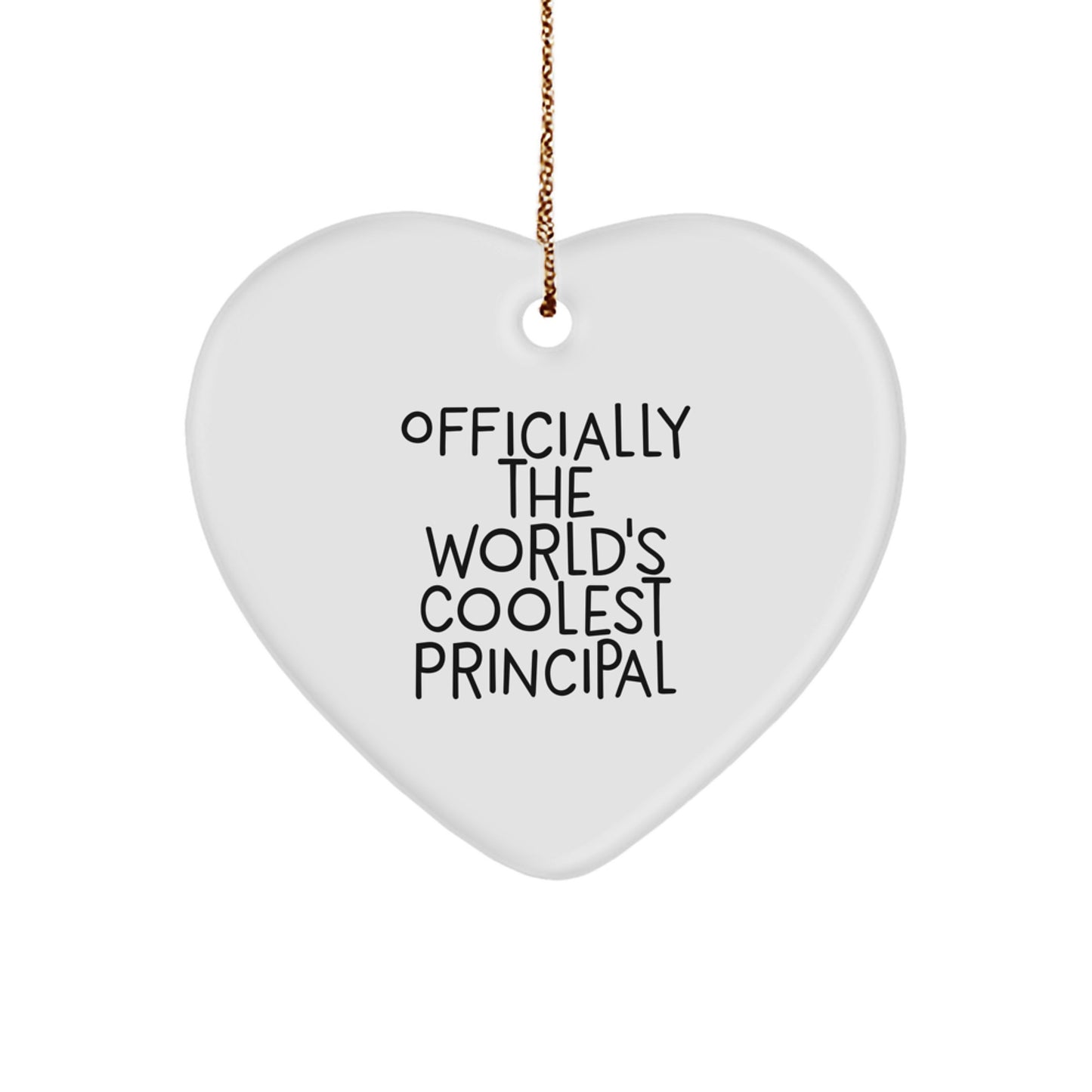 Gifts from Friends, Family to Principal with 'Officially The World's Coolest Principal' Funny Heart Ornament, Perfect for Christmas Unique Gifts - Image 1