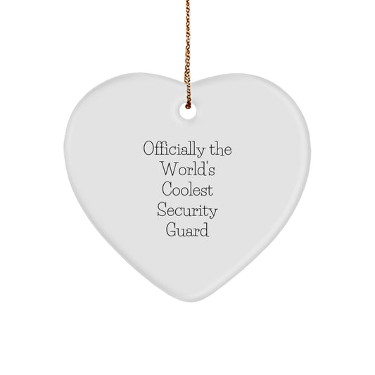 Funny Security Guard Gifts for Him - Officially The World's Coolest Security Guard Heart Ornament for Christmas Unique Gifts from Friends - Image 1
