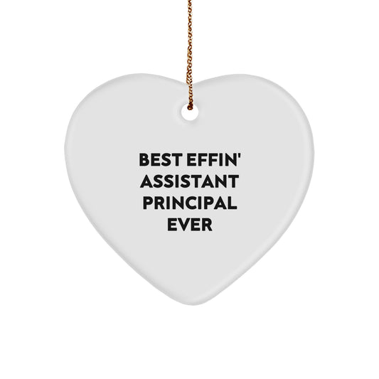 Funny Assistant Principal Gifts - 'Best Effin' Heart Ornament for Christmas - Image 1