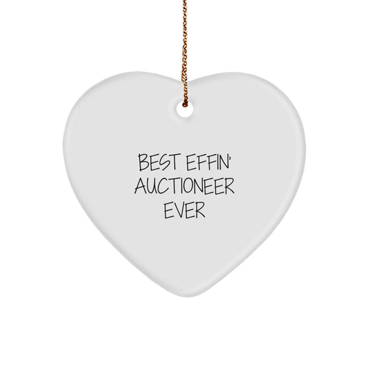 Funny Gifts from Men to Auctioneer Friends, Heart Ornament Best Effin' Auctioneer Ever, Unique Christmas Unique Gifts - Image 1