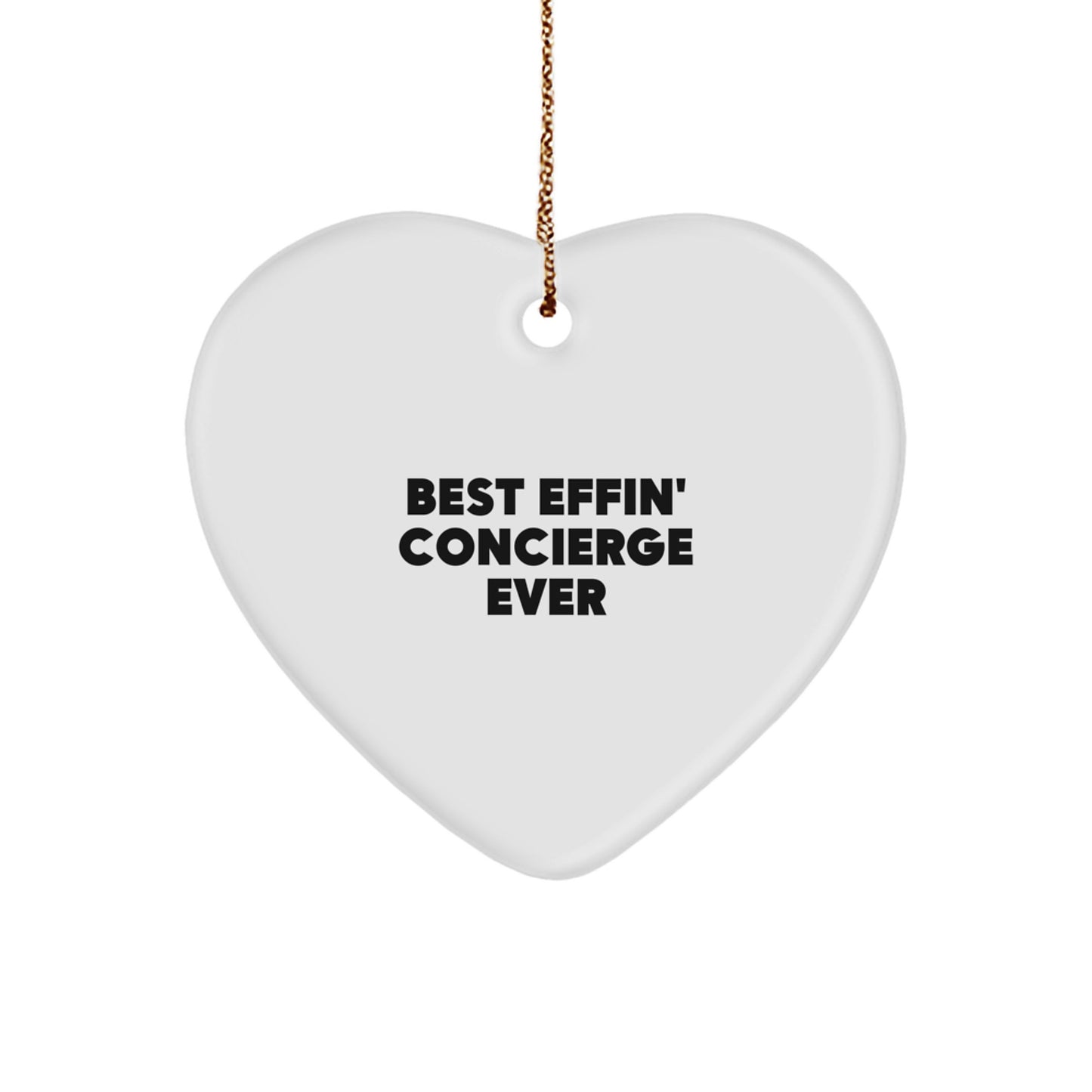 Funny Quotes Concierge Gifts for Friends, Best Effin' Concierge Ever Heart Ornament, Christmas Unique Gifts from Men to Family - Image 1