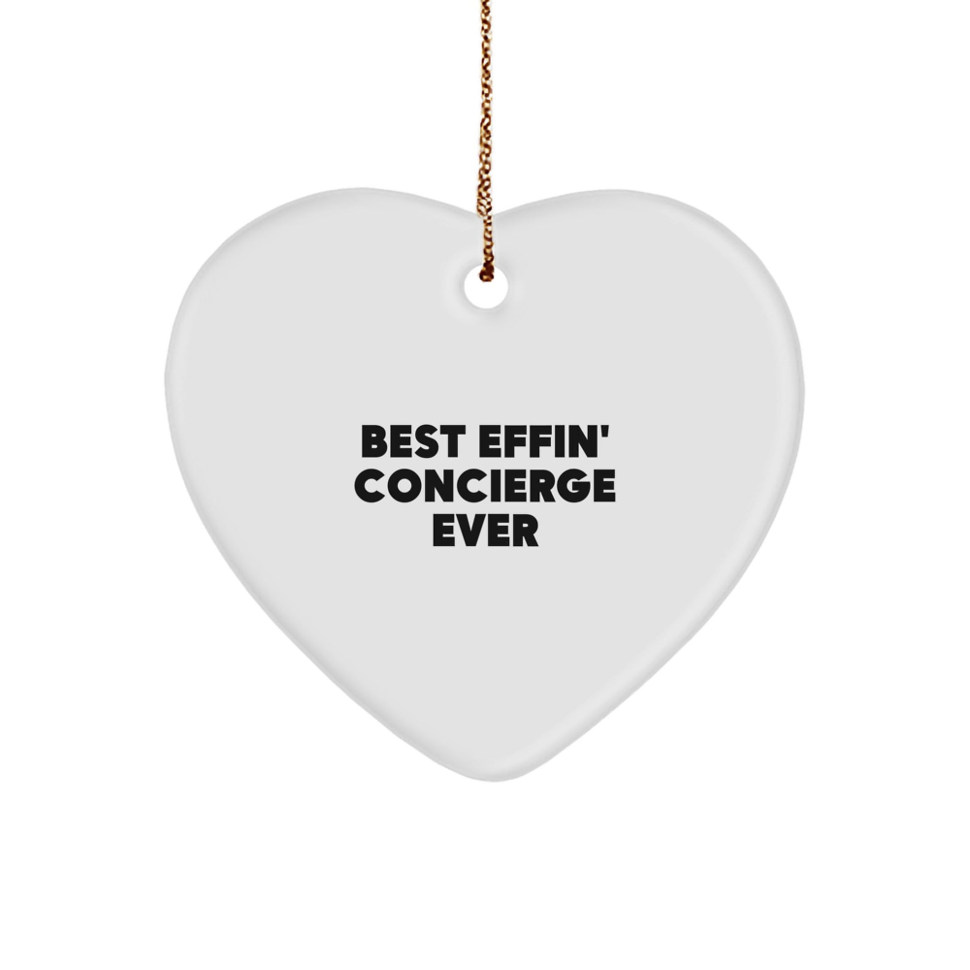 Funny Quotes Concierge Gifts for Friends, Best Effin' Concierge Ever Heart Ornament, Christmas Unique Gifts from Men to Family - Image 1