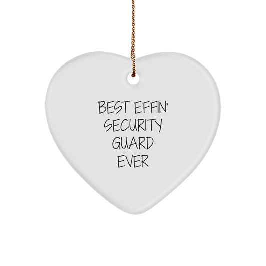 Funny Security Guard Heart Ornament Gifts from Men, Women, Friends, Coworkers, Family for Security Guards, Men, Women, Friends, Coworkers, Family - Best Effin' Security Guard Ever - Image 1