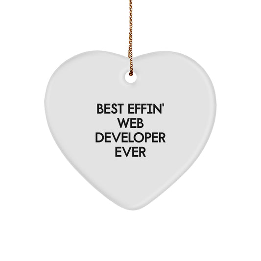 Funny Web Developer Gifts from Best Effin' Web Developer Ever Heart Ornament for Christmas Unique Presents - Image 1