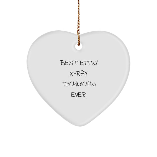 Funny X-Ray Technician Gifts from Friends to X-Ray Technician Christmas Unique Gifts - Best Effin' Heart Ornament for X-Ray Technician - Image 1
