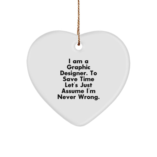 Funny Graphic Designer Heart Ornament Gift from Friends, Perfect for Christmas Unique Gifts - Image 1