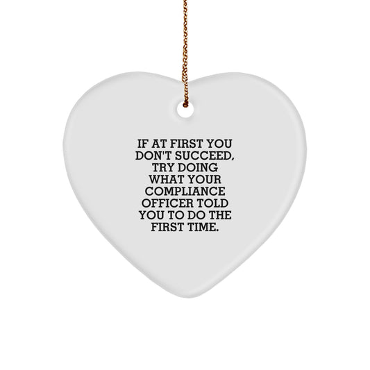 Funny Compliance Officer Gifts, Compliance Officer Heart Ornament, Christmas Unique Gifts from Friends, Family, Coworkers to Compliance Officer, Funny Christmas Unique Gifts - Image 1