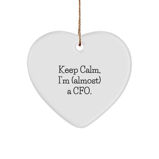 Funny CFO Gifts for Men, Heart Ornament, 'Keep Calm, I'm (almost) A Cfo.', Christmas Unique Gifts from Friends, Coworkers, Family - Image 1