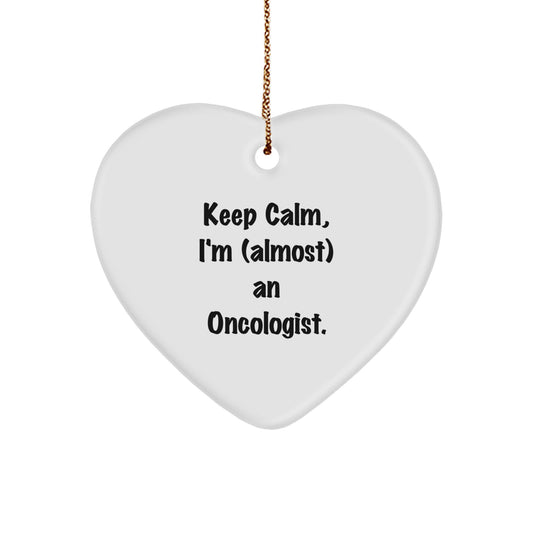 Funny Oncologist Gifts for Him, Heart Ornament Inspirational Quote, Gifts from Men, Friends, Coworkers, Family, Christmas Unique Gifts, Oncologist Heart Shaped Decoration - Image 1