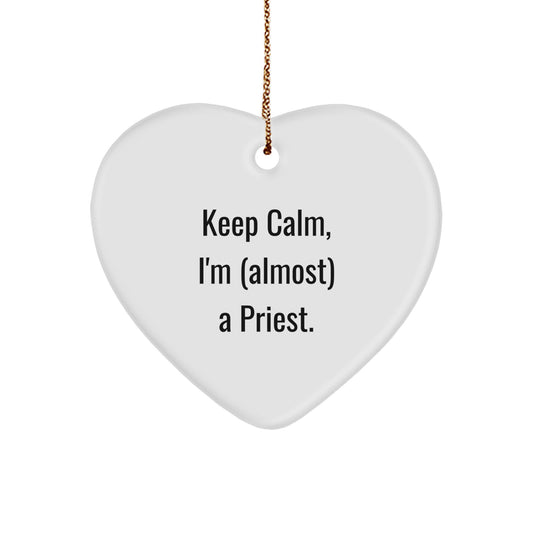 Funny Priest Gifts for Christmas, Heart Ornament Keepsake, Gifts from Friends, Family, Coworkers to Priest, Priest Heart Ornament - Image 1