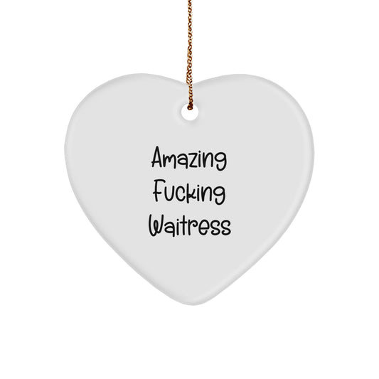 Funny Waitress Heart Ornament Gifts from Men to Waitress Friends on Christmas Unique - Image 1