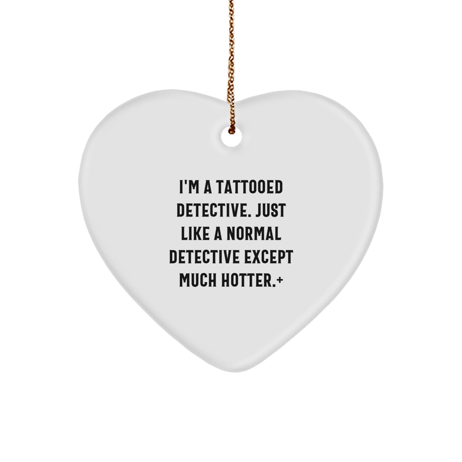 Detective Heart Ornament Gifts from Friends for Men - Cute Tattooed Detective Christmas Unique Gifts - Image 1