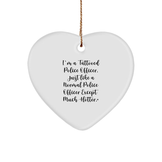 Funny Police Officer Heart Ornaments Gifts from Men for Women Friends Family Christmas Unique Ideas - Image 1