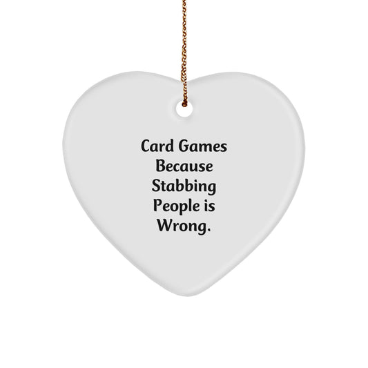 Funny Card Games Gift for Men, Heart Ornament with Card Games Sarcasm Quote, Gifts from Friends for Card Games Lovers at Christmas - Image 1