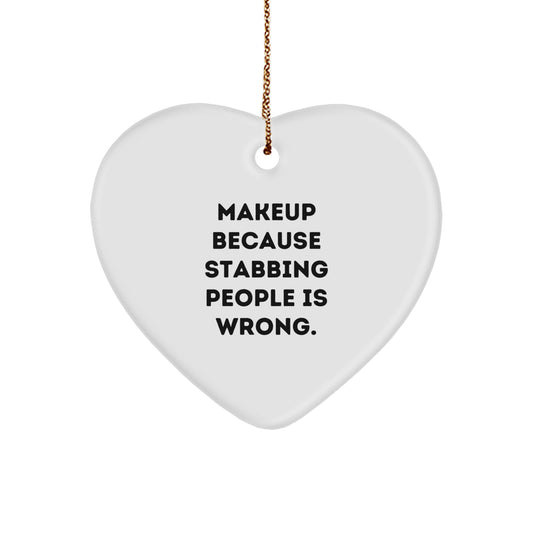 Funny Makeup Lover Heart Ornament Gifts from Friends for Women on Christmas - Image 1