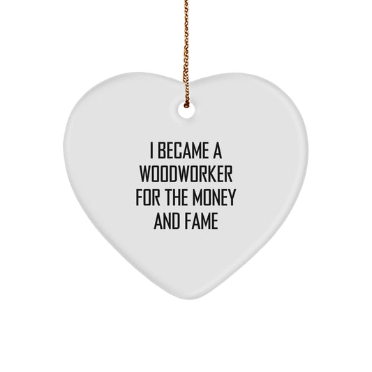 Funny Woodworker Gifts from Family, Heart Shaped Ornament for Woodworker Men, Unique Christmas Unique Gifts for Woodworkers - Image 1