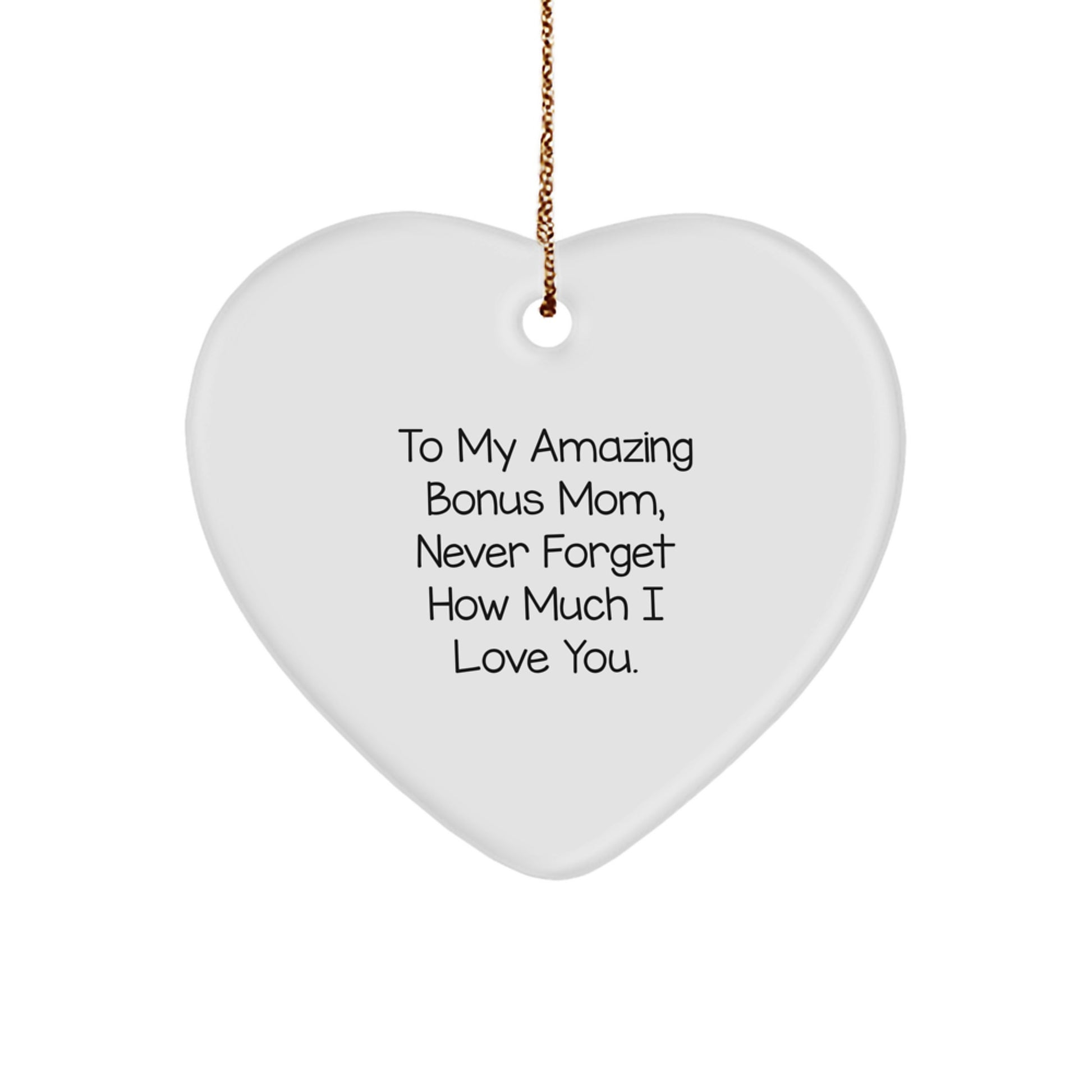 Funny Bonus Mom Gifts from Men for Christmas Unique Presents - To My Amazing Bonus Mom Heart Ornament - Image 1