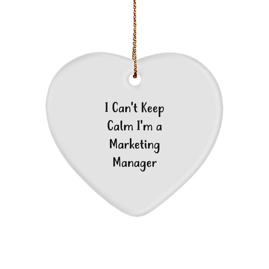 Funny Marketing Manager Gifts for Him, I Can't Keep Calm Heart Ornament, Christmas Unique Gifts from Friends, Coworkers, Family - Image 1