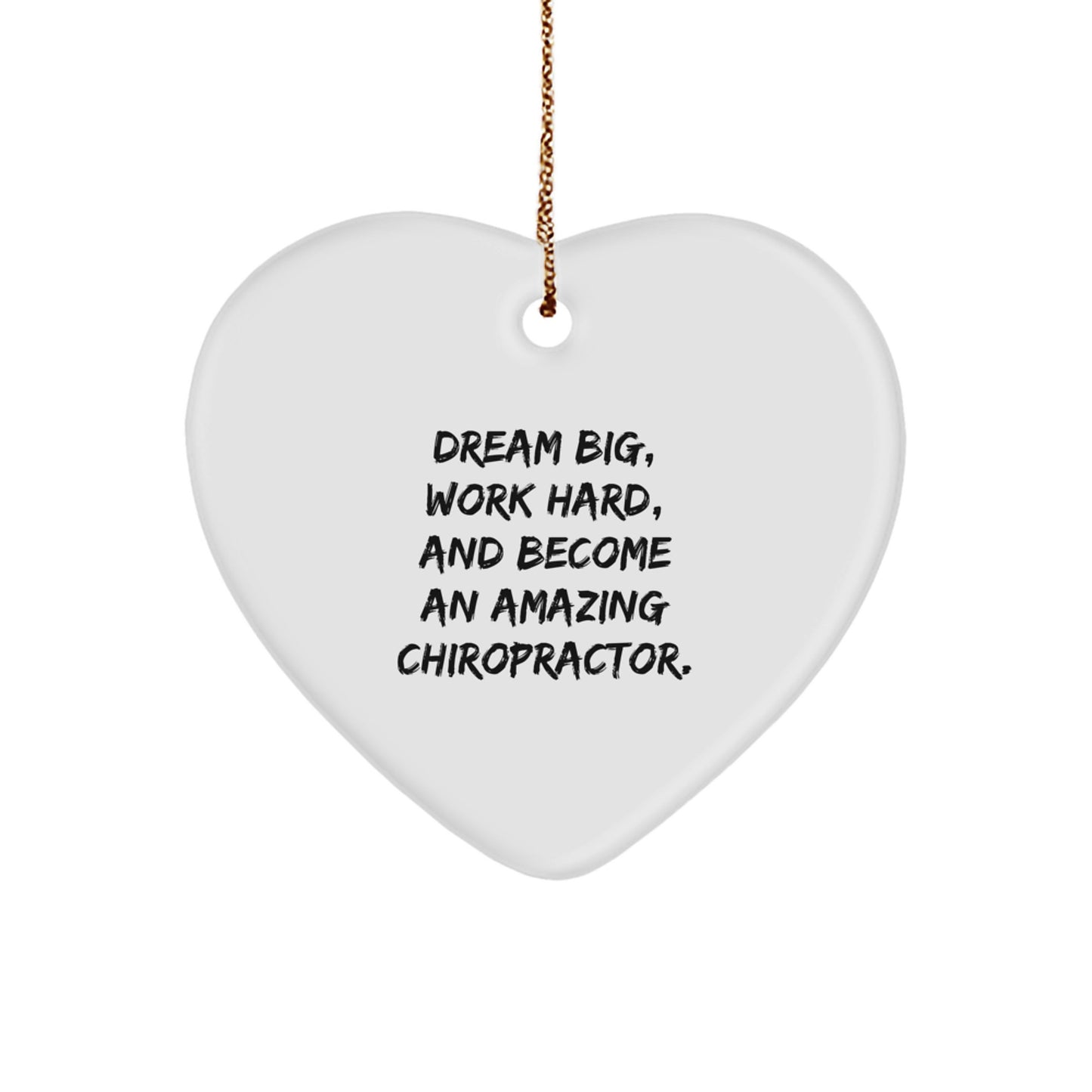 Chiropractor Heart Ornament Gifts from Men for Chiropractors - Funny Inspirational Christmas Unique Heart Shaped MDF Ornament with Gold Cord - Image 1