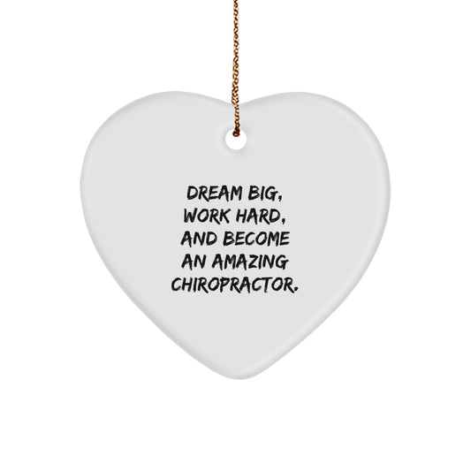 Chiropractor Heart Ornament Gifts from Men for Chiropractors - Funny Inspirational Christmas Unique Heart Shaped MDF Ornament with Gold Cord - Image 1