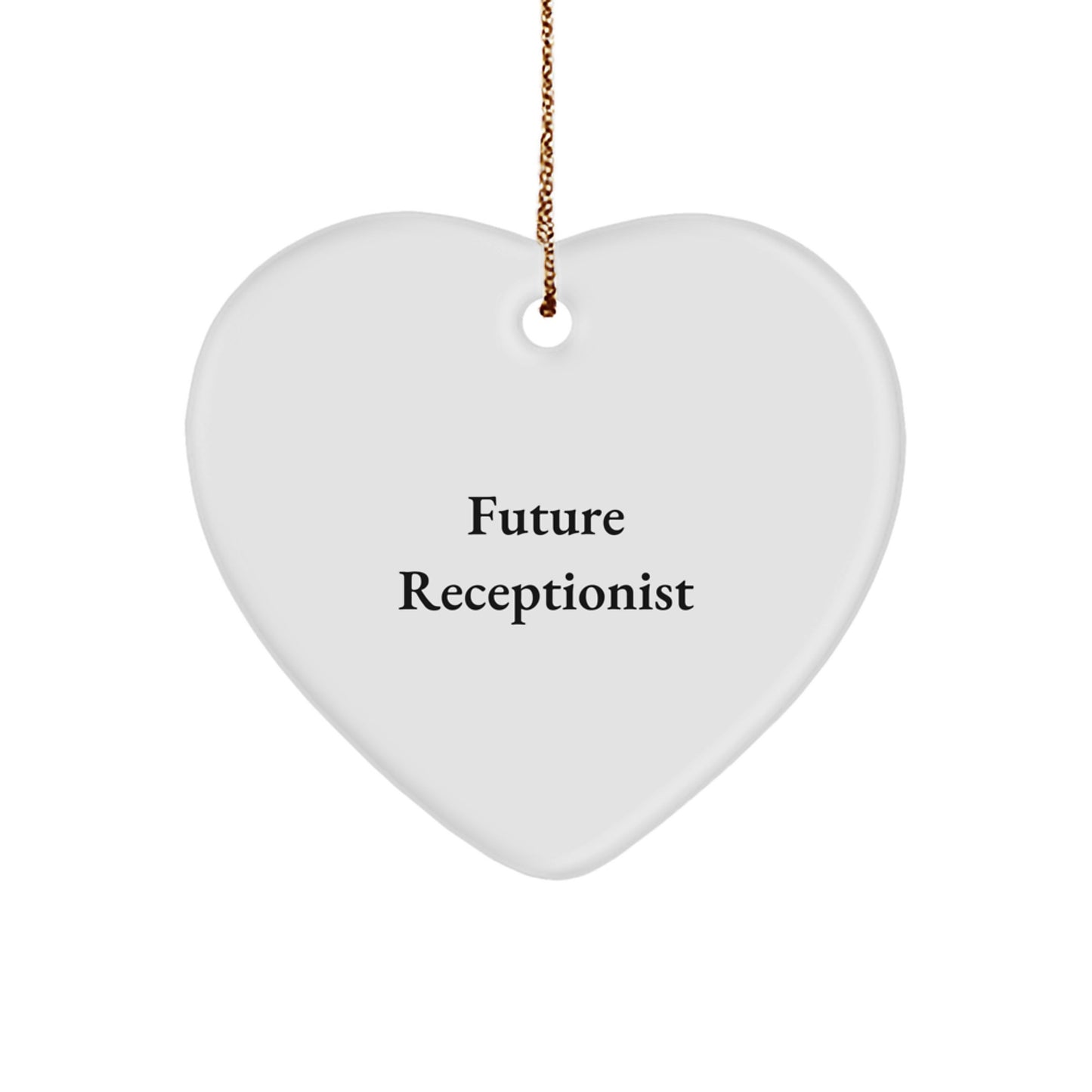 Funny Future Receptionist Gifts from Friends for Receptionists Heart Ornament, Heart Shaped White Christmas Unique Gifts - Image 1