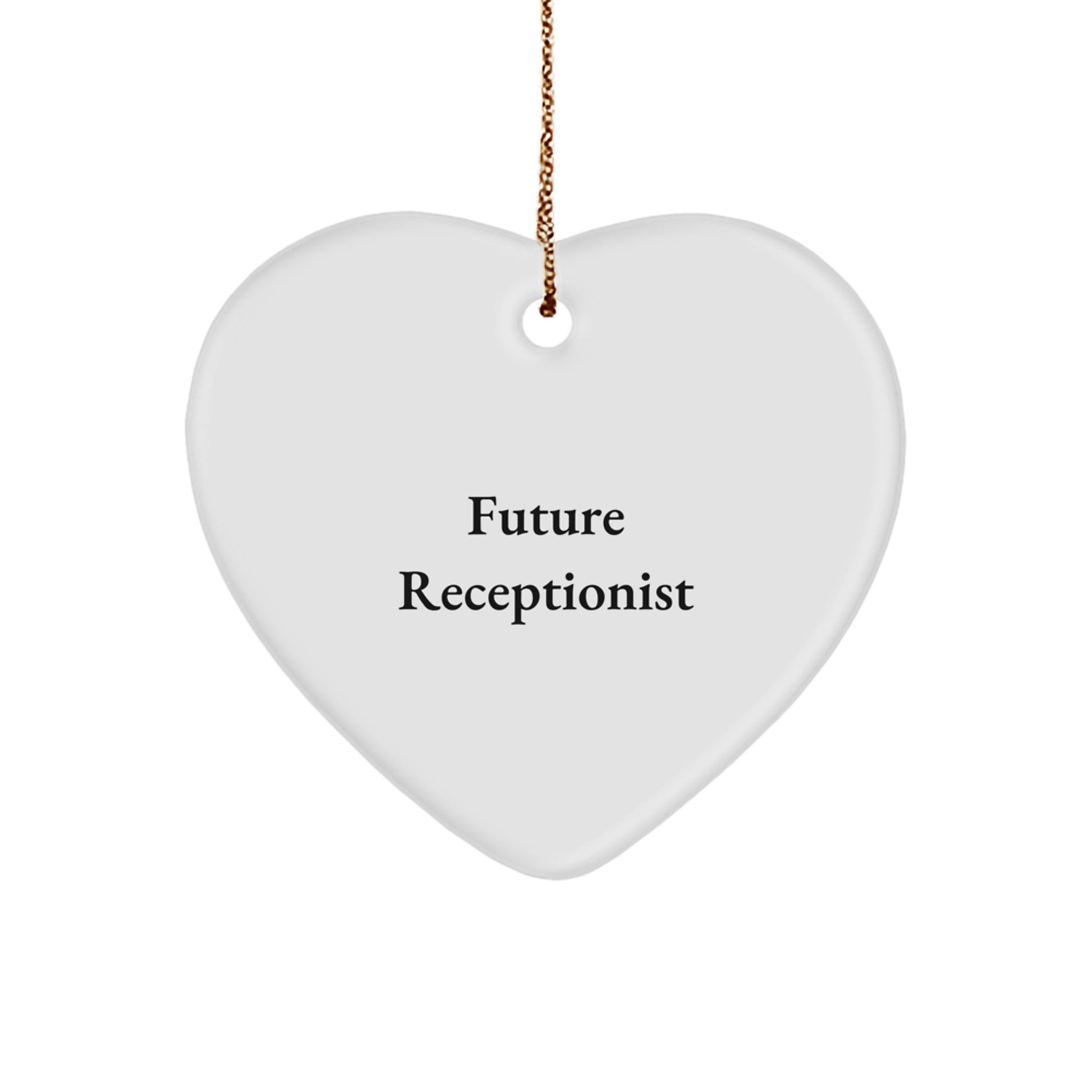 Funny Future Receptionist Gifts from Friends for Receptionists Heart Ornament, Heart Shaped White Christmas Unique Gifts - Image 1