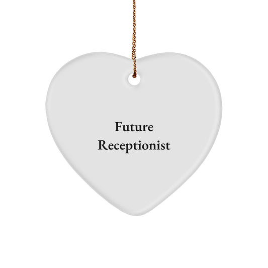 Funny Future Receptionist Gifts from Friends for Receptionists Heart Ornament, Heart Shaped White Christmas Unique Gifts - Image 1