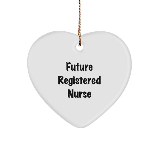 Funny Quote Gifts for Registered Nurse Heart Ornament, Unique Christmas Memorable Presents from Family to Future RN, Inspirational Nurse Decor - Image 1