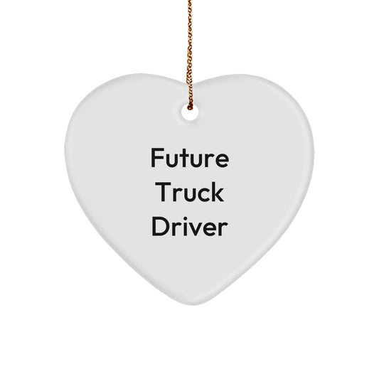 Funny Truck Driver Gifts for Men - Future Truck Driver Heart Ornament, Christmas Unique Gifts from Family, Friends, Coworkers - Image 1