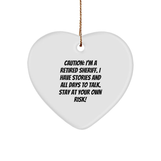 Funny Sheriff Gifts, Caution Heart Ornament for Sheriff, Christmas Unique Sheriff Sheriff Gifts from Men, Gifts for Sheriff, Sheriff Heart Ornament - Image 1