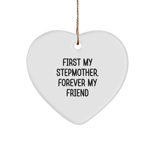 Funny Stepmother Heart Ornament Gifts from Family, Christmas Unique Stepmother Gifts, Stepmother Heart Shaped Ornament, Heart Ornament Stepmother Forever My Friend - Image 1