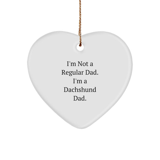 Funny Dachshund Dad Christmas Unique Gifts for Dachshund Dog Lovers Men - Heart Ornament with Gold Cord - Image 1