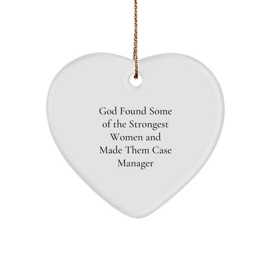 Funny Case Manager Gifts from Mom with Inspirational Heart Ornament, God Found Some Of The Strongest Women Quote Christmas Unique Gifts for Her - Image 1