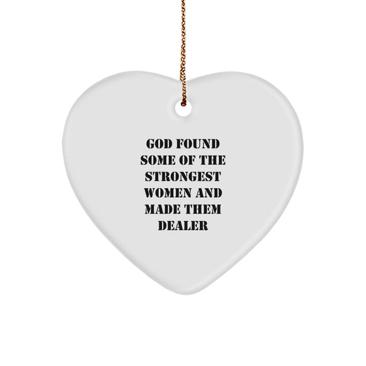 Funny Christmas Unique Gifts from Men to Women Dealers, Heart Ornament with God Quote, Unique Dealer Presents - Image 1