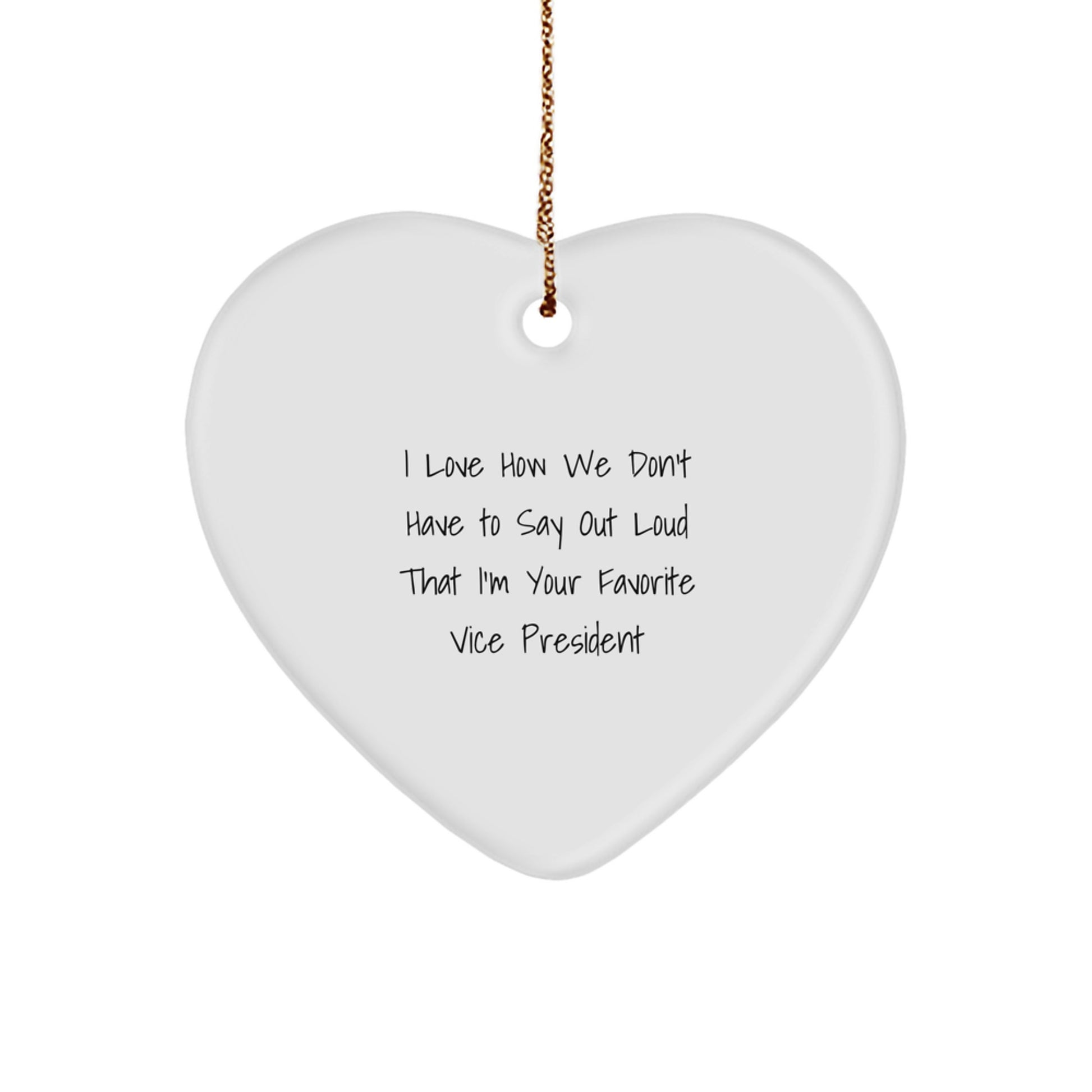 Funny Vice President Gifts from Friends for Men, White Heart Ornament Christmas Unique for Favorite Boss - Image 1