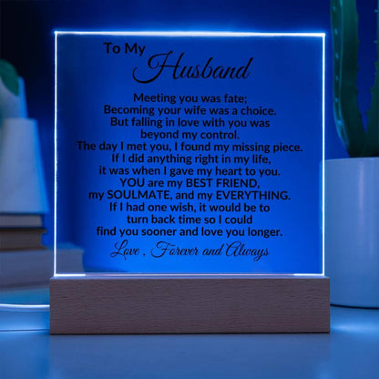 Heartfelt Gift for Husband - You are my Best Friend, My Soulmate, My Everything Anniversary Birthday Valentine Engraved Acrylic Plaque - Mallard Moon Gift Shop