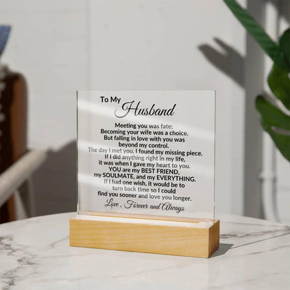 Heartfelt Gift for Husband - You are my Best Friend, My Soulmate, My Everything Anniversary Birthday Valentine Engraved Acrylic Plaque - Mallard Moon Gift Shop