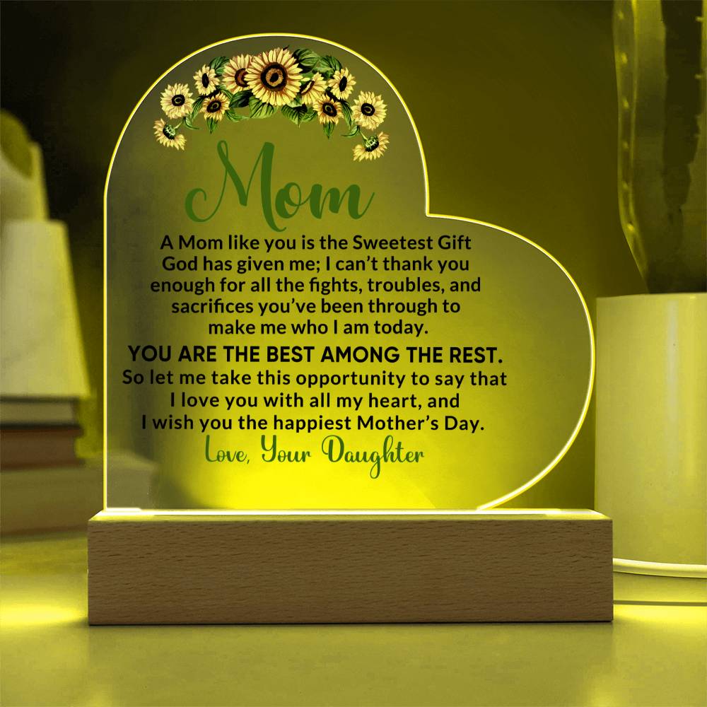 Heartfelt Gift for Mom - I Love You with All My Heart Personalized Acrylic Heart - Mallard Moon Gift Shop