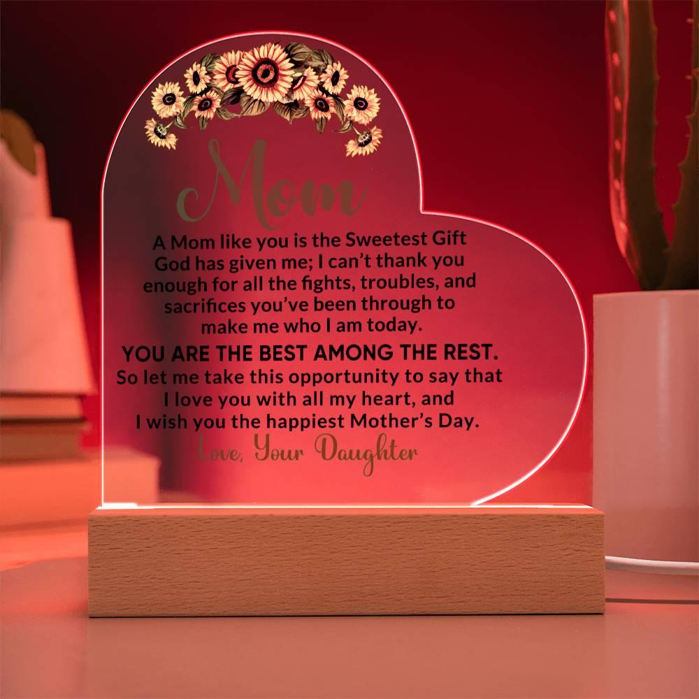 Heartfelt Gift for Mom - I Love You with All My Heart Personalized Acrylic Heart - Mallard Moon Gift Shop