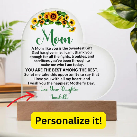 Heartfelt Gift for Mom - I Love You with All My Heart Personalized Acrylic Heart - Mallard Moon Gift Shop