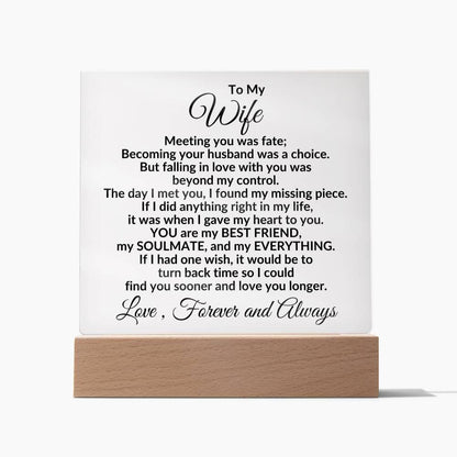Heartfelt Gift for Wife You are My Best Friend, My Everything - Square Acrylic Plaque Personalized Birthday Anniversary Valentine Holiday - Mallard Moon Gift Shop