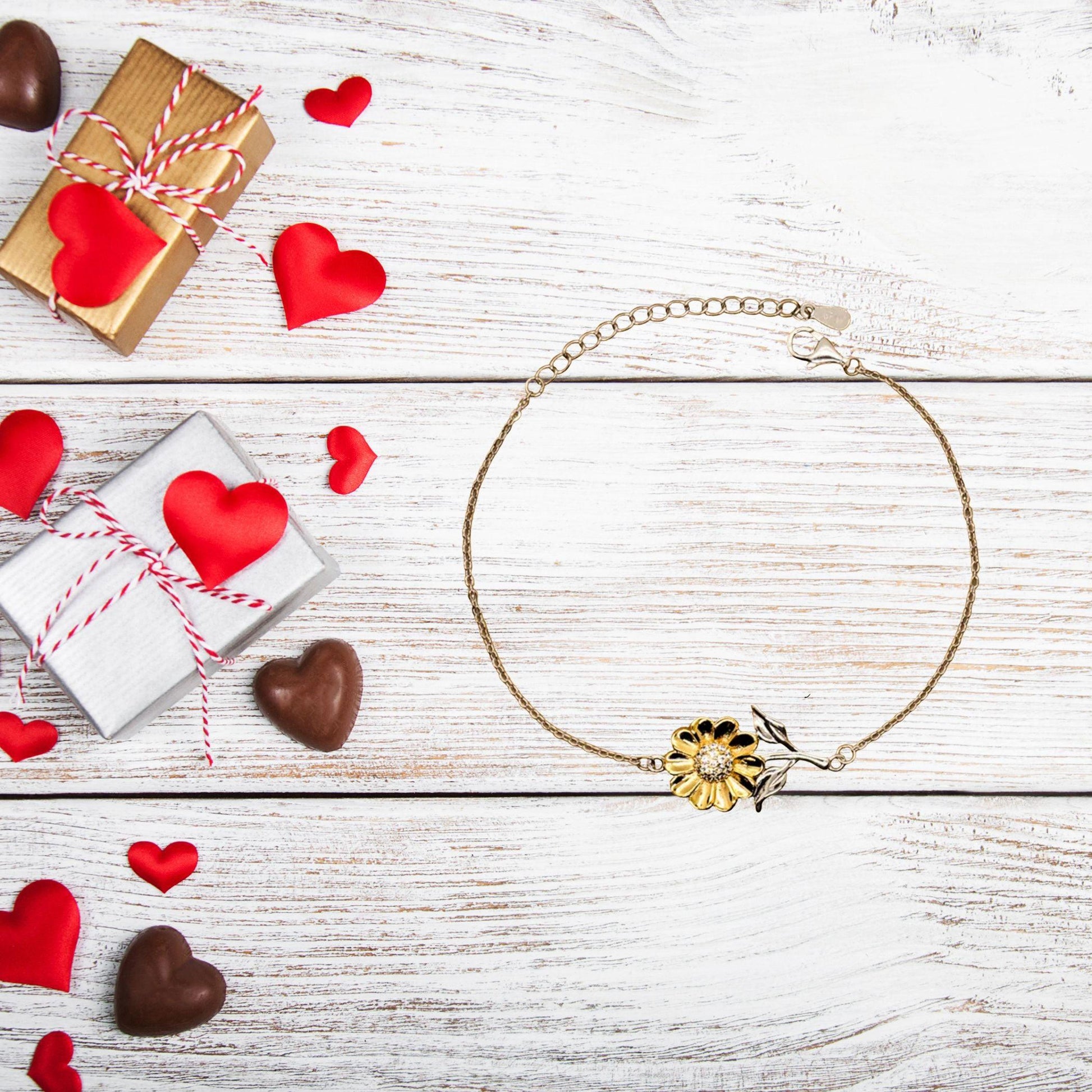 Heartfelt Soulmate Sunflower Bracelet - Life is Learning to Dance in the Rain, I'm always with you - Birthday, Christmas Holiday Valentine Gifts - Mallard Moon Gift Shop