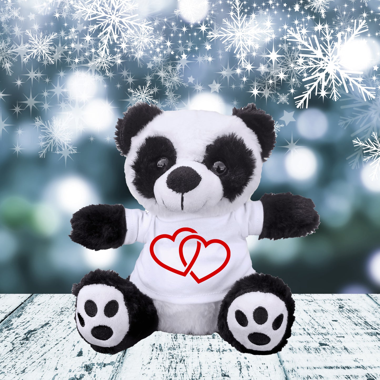 Two Hearts Beat as One - Plush Lamb, Panda, or Teddy Bear with Tee Shirt - Mallard Moon Gift Shop