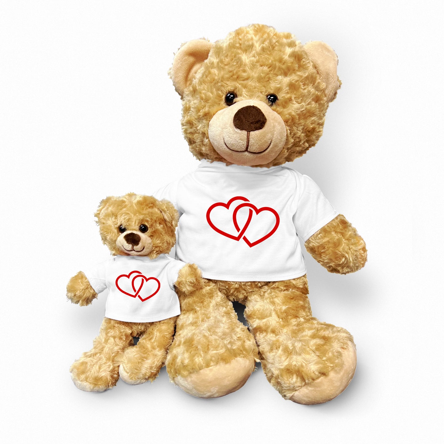 Two Hearts Beat as One - Plush Lamb, Panda, or Teddy Bear with Tee Shirt - Mallard Moon Gift Shop