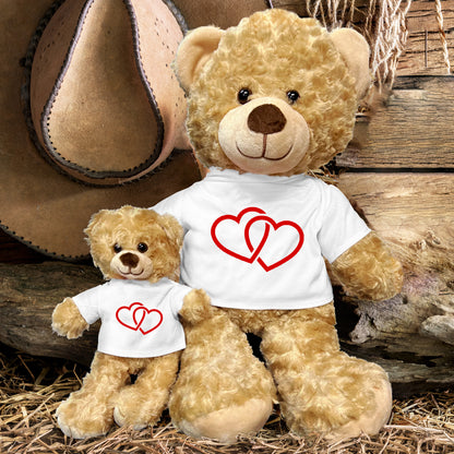 Two Hearts Beat as One - Plush Lamb, Panda, or Teddy Bear with Tee Shirt - Mallard Moon Gift Shop