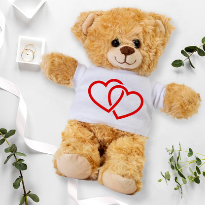 Two Hearts Beat as One - Plush Lamb, Panda, or Teddy Bear with Tee Shirt - Mallard Moon Gift Shop