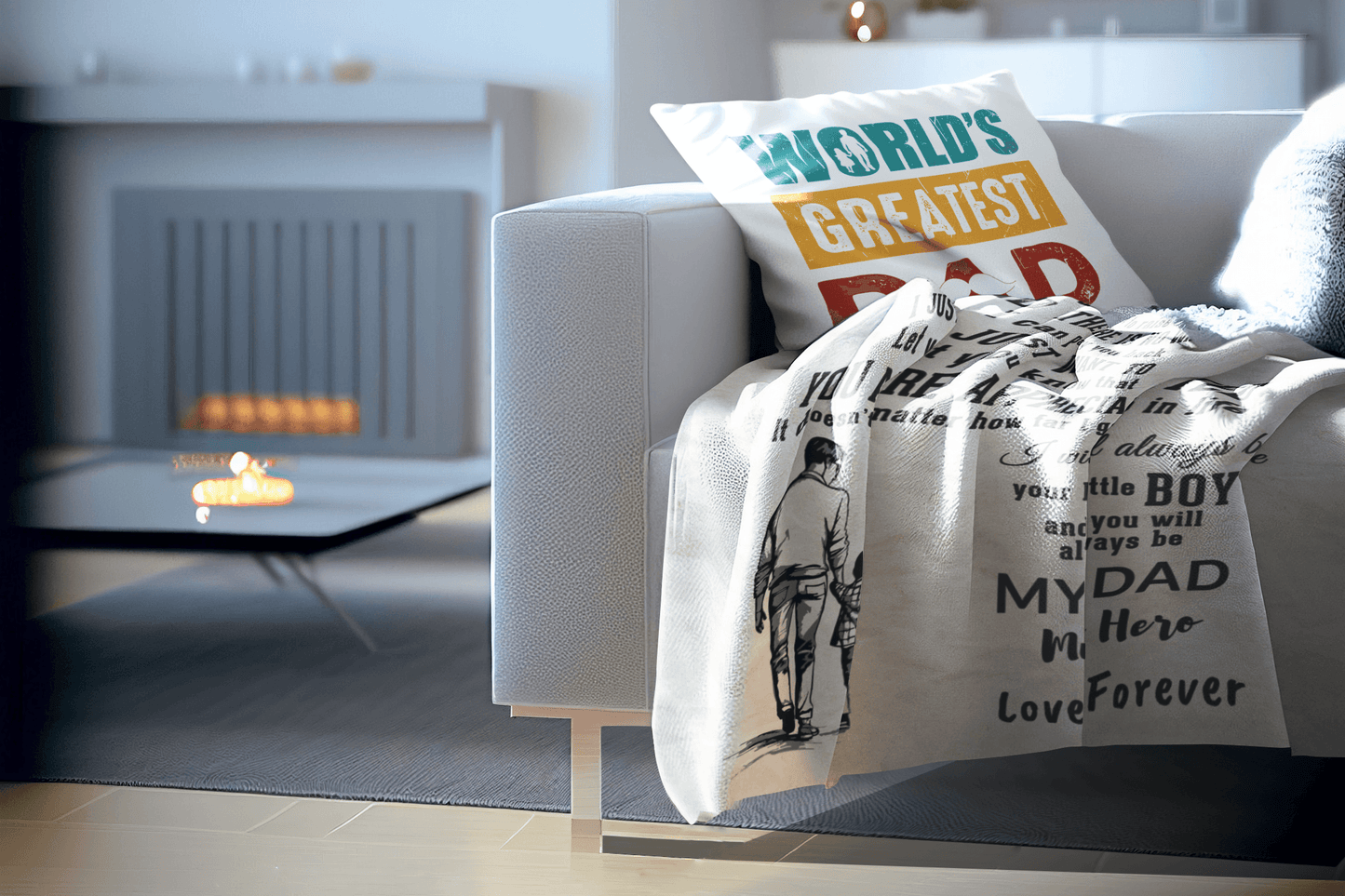 To My Dad -  I Will Always Be Your Little Boy Personalized Jersey Fleece Blanket - Mallard Moon Gift Shop